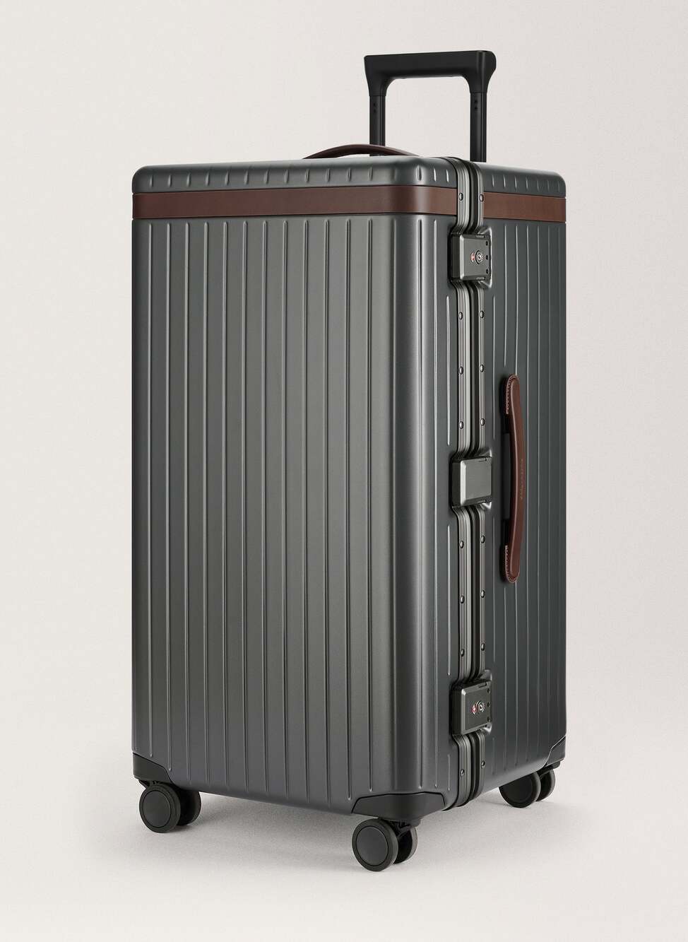 Carl Friedrik Trunk Hybrid Suitcase 90L Grey/Chocolate NEW Authentic